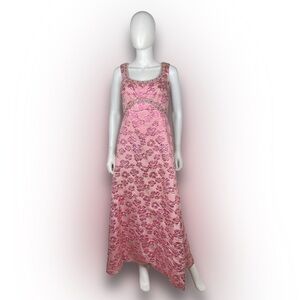 1960s Pink Metallic Floral Gown